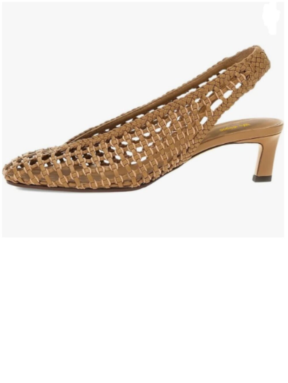 Brown Women's Slingback Strap Square Toe Pump Slip On Kitten Heels Woven Sandals